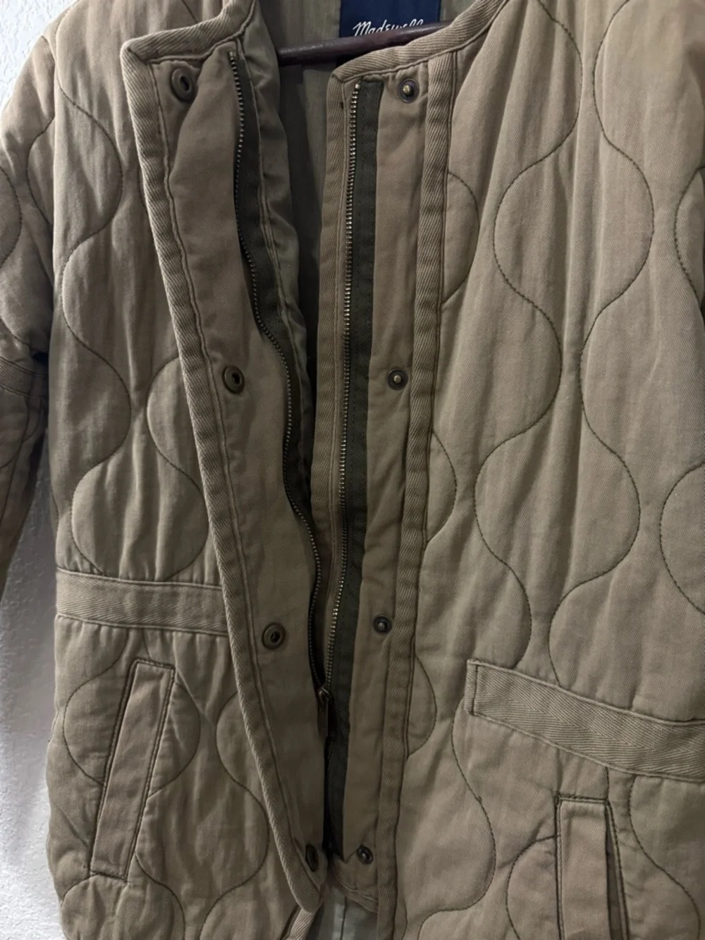 Madewell Quilted Jacket‎ in Olive Green